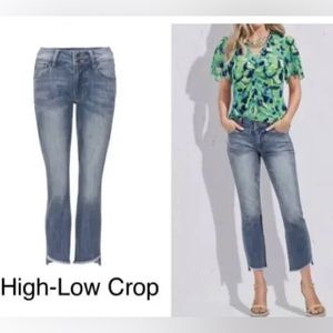 CAbi 6070 High-Low Crop jeans in skip wash
